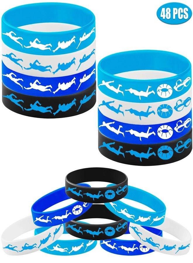 PIBIPAID 48PCS Swimming Rubber Bracelet Party Favors -Swimming Silicone Wristband Party Supplies Decorations Swimming Action Sport Themed Birthday Baby Shower Party - Image 2